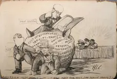 Henry Ives Cobb, America Must "Ease", Charcoal on board