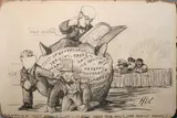 Henry Ives Cobb, America Must "Ease", Charcoal on board