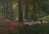 Continental School, Sheep Herd, Oil on canvas