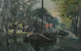 Willem Delsaux, Bateau Au Canal, Oil on canvas
