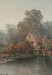 George Gregory, Cottage on River, Watercolor