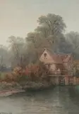George Gregory, Cottage on River, Watercolor