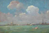 Jean-Baptiste Valentinelli, Vue de Venise, Oil on panel