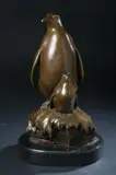 Les Pingouins by Antoine-Louis Barye, Bronze, signed Barye; on a black marble base, sold Nov 2011