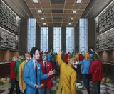 Tito Salomoni, The Commodities Exchange, Oil on canvas
