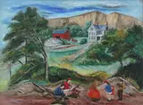 Peggy Williams Dodds, Children at Bonfire, CHILDREN AT BONFIRE, oil on canvas