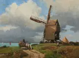 Gustan Le Sénéchal de Kerdréoret, Rustic Landscape with Windmill, Oil on canvas