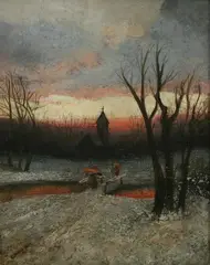 Church Steeple at Twilight by Edward Gay, Oil on board, sold Nov 2011