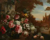Continental School, Floral Still Life Amid Ruins, FLORAL STILL LIFE AMID RUINS, oil on canvas