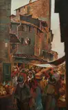 Telemaco Signorini, Il Mercato Vecchio, Oil on panel