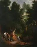 Continental School, The Courtship, Oil on canvas