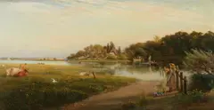 Charles James Lewis, A Hampshire Ferry, Oil on canvas
