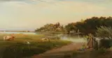 Charles James Lewis, A Hampshire Ferry, Oil on canvas