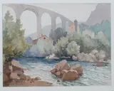 French School, Gorges du Loup, Watercolor