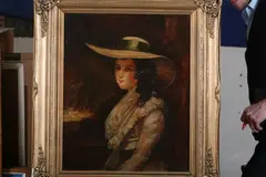 Continental School, Portrait of Woman in Hat, Oil on board