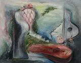 Peggy Williams Dodds, Child with Musical Instruments, Oil on canvas