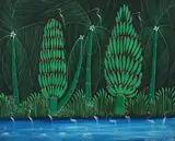 Roland Cajuste, Palm Fronds, Oil on canvas