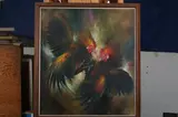 Cock Fight by American School, Oil on canvas, offered Dec 2011