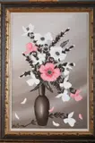 Mu Suca, Dogwood Blossoms in Vase, Oil on board