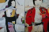 Patsy Fleming, FOLLOW ME and RED KIMONO: TWO WORKS, each signed lower right, Oil and collage on canvas