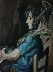 Araceli, Portrait of Woman in Blue Dress, Oil on canvas