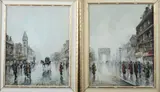 Parisian Street Scenes: Two Works by Continental School, PARISIAN STREET SCENES: TWO WORKS, oil on canvas, sold Jan 2012