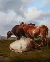 Thomas Sidney Cooper, Cattle Grazing, Oil on board