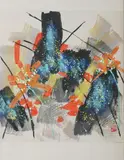 Huang Yongyu, Untitled, ABSTRACT, ink and color on paper scroll, signed and sealed