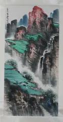 Shi Lu, Untitled, SHEEP AND SHEPHERD, ink and color on paper scroll, signed and sealed