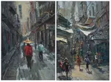 Chinese School, STREET SCENES: TWO WORKS, each signed, "S