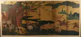 Anonymous, Untitled, HORSES, ink and color on gold leaf paper six panel screen