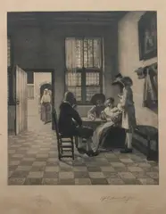 Dutch School, Interior Scene, Engraving