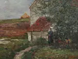 René Ovyn, Petite Fermette, Oil on canvas laid on board
