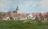 J. de Haen, Village, Oil on canvas