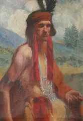 R. S Thomason, Portrait of Native American, Oil on canvas
