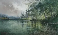 By the Lake by Hugo Anton Fisher, Watercolor, sold Feb 2012