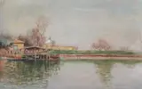 C. L. Knapp, Along Water'S Edge, Watercolor