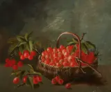 Basket of Cherries by Continental School, Oil on canvas, sold Feb 2012