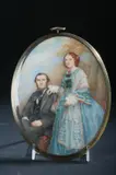 Gertrude L. Pew, Portrait of Couple, Watercolor and gouache on ivory, signed