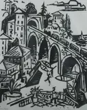 Werner Drewes, Italian Riviera, Woodcut