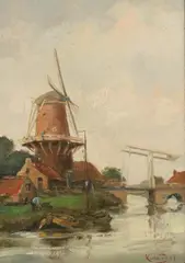 K. de Pael, Wind Mill, Oil on canvas