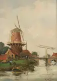 K. de Pael, Wind Mill, Oil on canvas