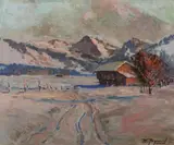 Mountain Snow by American School, Oil on canvas, offered Feb 2012