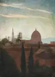 Ruth Sterling Frost, View of Italian Town, Oil on canvas