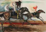 Frank N. Ashley, Over the Finish Line, Watercolor