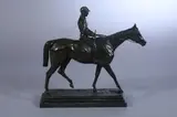 Isidore Bonheur, Jockey on Horse, Bronze with brown patina - Height: 28 in