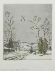 Benson Bond Moore, Winter on the Upper Potomac, Color etching