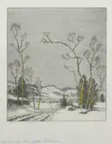 Benson Bond Moore, Winter on the Upper Potomac, Color etching