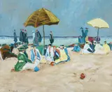 Francisus Willem Helfferich, A Day at the Beach, Oil on canvas