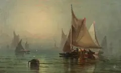 H. Nichols, Foggy Harbor, Oil on canvas